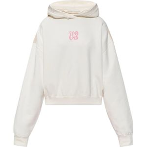 Palm Angels, Dames, Sweatshirts & Hoodies, Beige, Maat: L Katoen,