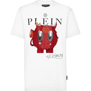 Philipp Plein, Heren, Tops, Wit, Maat: L Katoen,