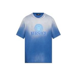 Versace T-shirt met logo , Blue , Heren , Maat: XL