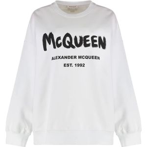 Alexander McQueen, Dames, Sweatshirts & Hoodies, Wit, Maat: 2XL Katoen,