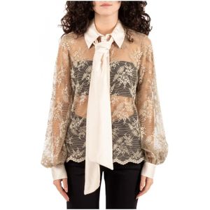 Hanita, Dames, Blouses & Shirts, Beige, Maat: M