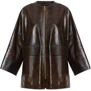 Max Mara, Dames, Jassen, Bruin, Maat: 2XS Leer,