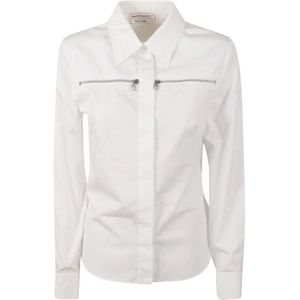 Alexander McQueen, Dames, Blouses & Shirts, Wit, Maat: S Katoen,
