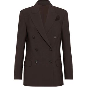 Brunello Cucinelli, Dames, Jassen, Bruin, Maat: 2XS Wol,