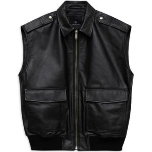 Anine Bing, Dames, Jassen, Zwart, Maat: M Leer,