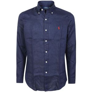 Ralph Lauren, Heren, Overhemden, Blauw, Maat: 2XL Linnen,