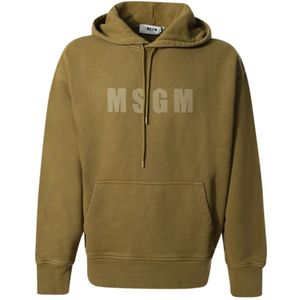 Msgm, Heren, Sweatshirts & Hoodies, Groen, Maat: XL Katoen,