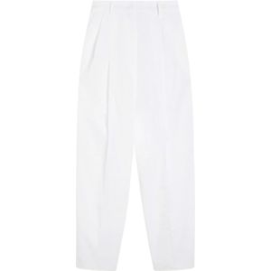 Sportmax, Dames, Broeken, Wit, Maat: S Katoen,