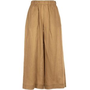 Max Mara, Dames, Broeken, Bruin, Maat: 3XS Linnen,