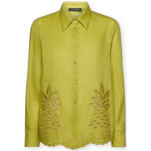 Elena Mirò, Dames, Blouses & Shirts, Geel, Maat: M Linnen,