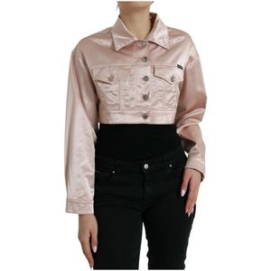Dolce & Gabbana - Denim Jas - Roze - Katoen/Elastaan