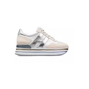 Hogan Midi H222 Sneakers - Wit/Zilver/Ecru , Beige , Dames , Maat: 35 EU