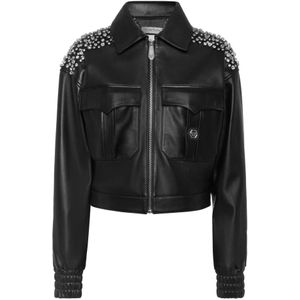 Philipp Plein, Dames, Jassen, Zwart, Maat: S Leer,