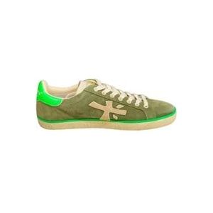 Premiata Khaki Suede Sneakers met Neon Groene Spoiler , Green , Heren , Maat: 44 EU