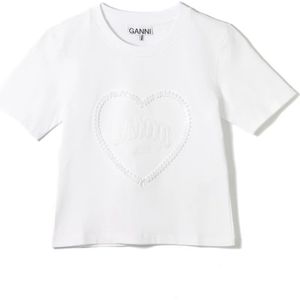 Ganni, Dames, Tops, Wit, Maat: 2XS Katoen,