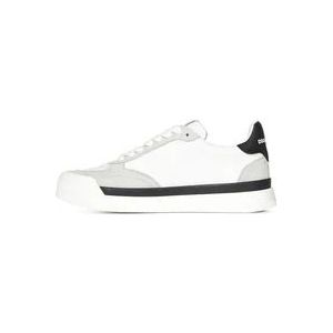 Dsquared2 Witte Leren Sneakers met Rood Blad , White , Heren , Maat: 44 EU