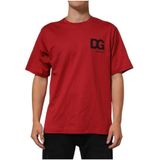 T-shirt - Rood - Logo Print - Katoen - Korte Mouwen