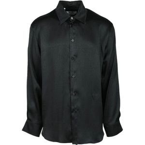 Msgm, Heren, Overhemden, Zwart, Maat: M Zijde,