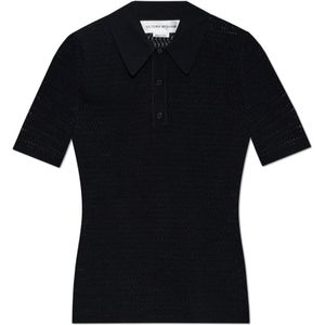 Victoria Beckham, Dames, Tops, Zwart, Maat: L Leer,