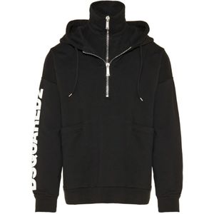 Dsquared2, Heren, Sweatshirts & Hoodies, Zwart, Maat: L Katoen,