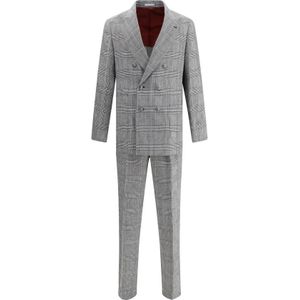 Brunello Cucinelli, Heren, Pakken, Grijs, Maat: L Linnen,