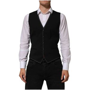 Dolce & Gabbana, Heren, Pakken, Zwart, Maat: M Wol,