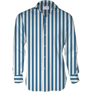 MC2 Saint Barth, Heren, Overhemden, Blauw, Maat: M Linnen,