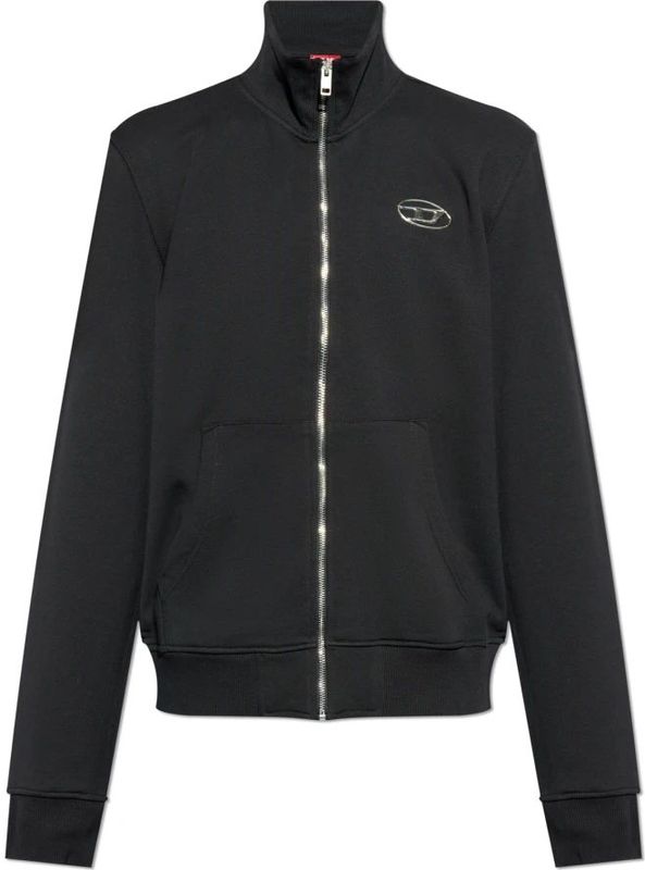 Diesel - Sweatshirt - Zwart - Katoenmix - Volledige Ritssluiting - Opstaande Kraag