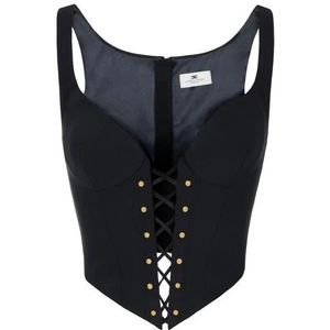 Elisabetta Franchi, Dames, Tops, Zwart, Maat: S Katoen,