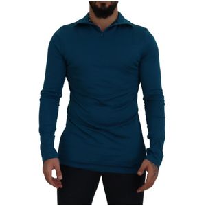 Dolce & Gabbana - Collared Pullover Sweater - Blauw - 100% Katoen