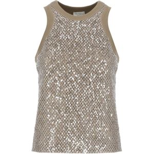 Brunello Cucinelli, Dames, Tops, Bruin, Maat: M Katoen,