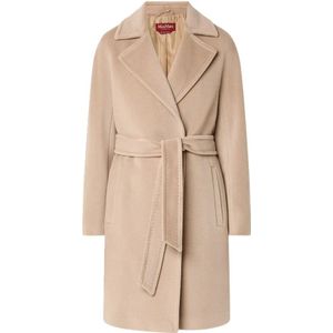 Max Mara Studio, Dames, Mantels, Beige, Maat: 4XS Leer,