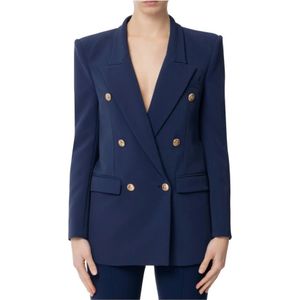 Elisabetta Franchi, Dames, Jassen, Blauw, Maat: M Satijn,