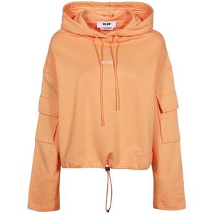 Msgm, Dames, Sweatshirts & Hoodies, Oranje, Maat: M Katoen,