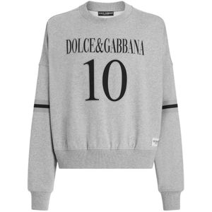 Dolce & Gabbana, Heren, Sweatshirts & Hoodies, Grijs, Maat: M Katoen,