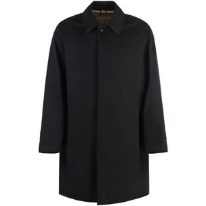 Burberry Katoenen trenchcoat met motiefvoering , Black , Heren , Maat: 2XL