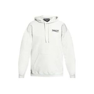 Balenciaga Geborduurde logo hoodie - Oversize , White , Heren , Maat: S