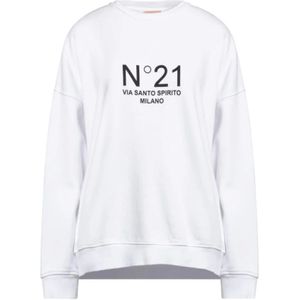 N21, Dames, Sweatshirts & Hoodies, Wit, Maat: XL Katoen,