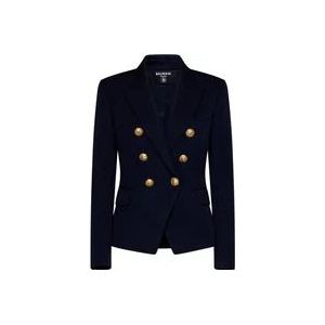 Balmain Navyblauwe Dubbelrij Blazer , Blue , Dames , Maat: XS