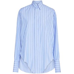 Maison Margiela, Dames, Blouses & Shirts, Blauw, Maat: XS Katoen,