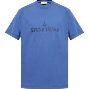 Stone Island, Heren, Tops, Blauw, Maat: S Katoen,