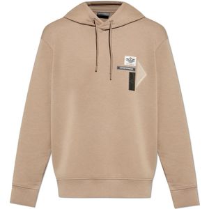 Emporio Armani, Heren, Sweatshirts & Hoodies, Beige, Maat: 2XL Katoen,