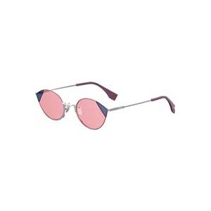 Fendi Cut Eye Zonnebril Zilver Roze/Roze , Pink , Dames , Maat: 51 MM