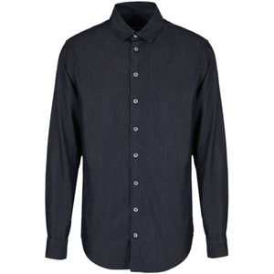 Giorgio Armani, Heren, Overhemden, Blauw, Maat: 2XL Katoen,