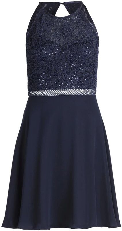 Vera Mont - Cocktailjurk - Effen - Zwart - Kant en Chiffon