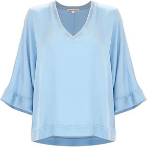 Kocca, Dames, Blouses & Shirts, Blauw, Maat: S Viscose,