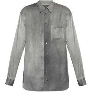 Giorgio Armani, Heren, Overhemden, Grijs, Maat: L Viscose,