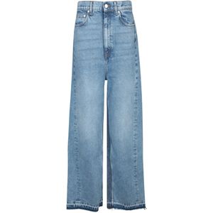 Stella McCartney - Tweekleurige Jeans met Brede Pijpen - Blauw - Dames - 100% Katoen