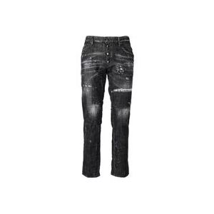 Dsquared2 Jeansbroek met katoen en elastaan , Black , Heren , Maat: XS