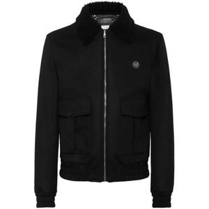 Philipp Plein, Heren, Jassen, Zwart, Maat: L Wol,